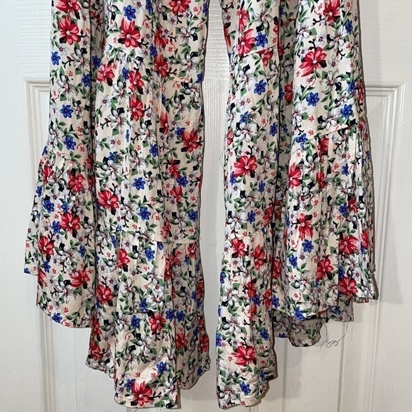 Umgee Boho Cream Floral Print Strapless Wide Leg Jumpsuit Small - Picture 16 of 16
